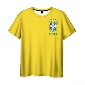 Мужская футболка 3D с принтом Бразилия, форма в Белгороде, 100% полиэфир | прямой крой, круглый вырез горловины, длина до линии бедер | brazil | uniform | бразильская | конфедерация