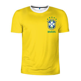 Мужская футболка 3D спортивная с принтом Бразилия, форма в Белгороде, 100% полиэстер с улучшенными характеристиками | приталенный силуэт, круглая горловина, широкие плечи, сужается к линии бедра | brazil | uniform | бразильская | конфедерация