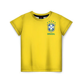 Детская футболка 3D с принтом Бразилия, форма в Белгороде, 100% гипоаллергенный полиэфир | прямой крой, круглый вырез горловины, длина до линии бедер, чуть спущенное плечо, ткань немного тянется | brazil | uniform | бразильская | конфедерация