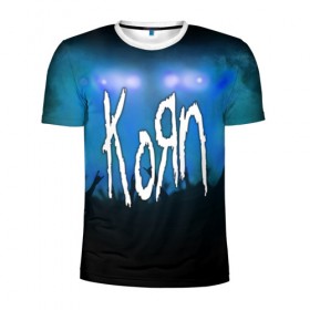 Мужская футболка 3D спортивная с принтом Korn в Белгороде, 100% полиэстер с улучшенными характеристиками | приталенный силуэт, круглая горловина, широкие плечи, сужается к линии бедра | 