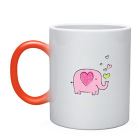 Кружка хамелеон с принтом Слоненок в Белгороде, керамика | меняет цвет при нагревании, емкость 330 мл | 14 | 14февраля | elephant | happy | happyvalentine | love | valentinesday | деньвсехвлюбленных | деньсвятоговалентина | любовь | мило | нежно | праздник | рисунок | сердца | сердце | слоненок