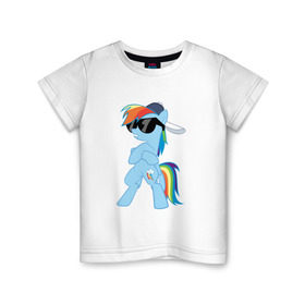 Детская футболка хлопок с принтом Крутая пони в Белгороде, 100% хлопок | круглый вырез горловины, полуприлегающий силуэт, длина до линии бедер | my little pony | swag | арт | игра | крутая | лошадь | май литл пони | мультфильм | прикольные