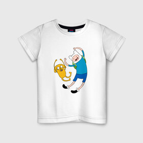Детская футболка хлопок с принтом Adventure time в Белгороде, 100% хлопок | круглый вырез горловины, полуприлегающий силуэт, длина до линии бедер | 