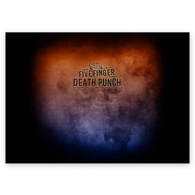 Поздравительная открытка с принтом Five Finger Death Punch в Белгороде, 100% бумага | плотность бумаги 280 г/м2, матовая, на обратной стороне линовка и место для марки
 | Тематика изображения на принте: band | five finger death punch | metal | music | rock | атрибутика | группа | метал | музыка | рок