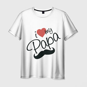 Мужская футболка 3D с принтом Любимый папа в Белгороде, 100% полиэфир | прямой крой, круглый вырез горловины, длина до линии бедер | 