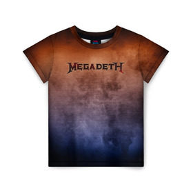 Детская футболка 3D с принтом Megadeth в Белгороде, 100% гипоаллергенный полиэфир | прямой крой, круглый вырез горловины, длина до линии бедер, чуть спущенное плечо, ткань немного тянется | band | megadeth | metal | music | rock | атрибутика | группа | метал | музыка | рок