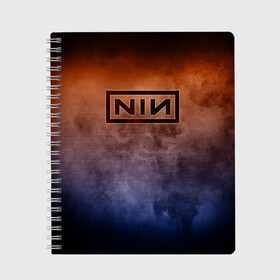 Тетрадь с принтом Nine Inch Nails в Белгороде, 100% бумага | 48 листов, плотность листов — 60 г/м2, плотность картонной обложки — 250 г/м2. Листы скреплены сбоку удобной пружинной спиралью. Уголки страниц и обложки скругленные. Цвет линий — светло-серый
 | band | metal | music | nine inch nails | rock | атрибутика | группа | метал | музыка | рок