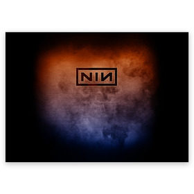 Поздравительная открытка с принтом Nine Inch Nails в Белгороде, 100% бумага | плотность бумаги 280 г/м2, матовая, на обратной стороне линовка и место для марки
 | band | metal | music | nine inch nails | rock | атрибутика | группа | метал | музыка | рок