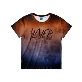 Детская футболка 3D с принтом Slayer в Белгороде, 100% гипоаллергенный полиэфир | прямой крой, круглый вырез горловины, длина до линии бедер, чуть спущенное плечо, ткань немного тянется | band | metal | music | rock | slayer | атрибутика | группа | метал | музыка | рок