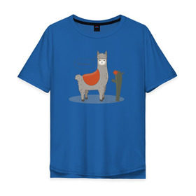 Мужская футболка хлопок Oversize с принтом alpaca-llama в Белгороде, 100% хлопок | свободный крой, круглый ворот, “спинка” длиннее передней части | Тематика изображения на принте: alpaca | llama | альпака | кактус | лама