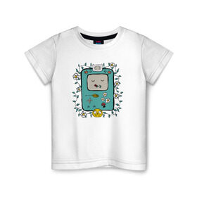 Детская футболка хлопок с принтом Бимо в Белгороде, 100% хлопок | круглый вырез горловины, полуприлегающий силуэт, длина до линии бедер | adventure time | время приключений