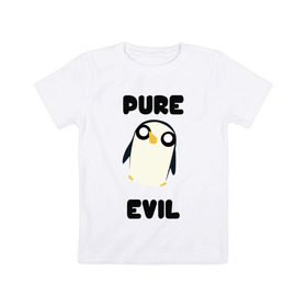 Детская футболка хлопок с принтом Пингвин в Белгороде, 100% хлопок | круглый вырез горловины, полуприлегающий силуэт, длина до линии бедер | adventure time | время приключений | гантер | пингвин