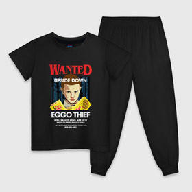 Детская пижама хлопок с принтом Wanted: Eggo Thief / 11 в Белгороде, 100% хлопок |  брюки и футболка прямого кроя, без карманов, на брюках мягкая резинка на поясе и по низу штанин
 | 11 | netflix | stranger | things | бобби | браун | милли | нетфликс | одиннадцать