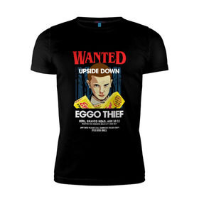 Мужская футболка премиум с принтом Wanted: Eggo Thief / 11 в Белгороде, 92% хлопок, 8% лайкра | приталенный силуэт, круглый вырез ворота, длина до линии бедра, короткий рукав | 11 | netflix | stranger | things | бобби | браун | милли | нетфликс | одиннадцать