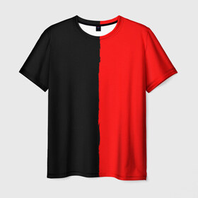 Мужская футболка 3D с принтом Red & Black в Белгороде, 100% полиэфир | прямой крой, круглый вырез горловины, длина до линии бедер | black | duotone | phrases | red | text | двухцветный | красный | мат | надписи | половины | полоса | текст | фразы | черный