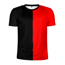 Мужская футболка 3D спортивная с принтом Red & Black в Белгороде, 100% полиэстер с улучшенными характеристиками | приталенный силуэт, круглая горловина, широкие плечи, сужается к линии бедра | black | duotone | phrases | red | text | двухцветный | красный | мат | надписи | половины | полоса | текст | фразы | черный