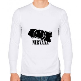 Мужской лонгслив хлопок с принтом Nirvana в Белгороде, 100% хлопок |  | cobain | kurt | nirvana | альтернативный | гранж | грол | группа | дональд | кобейн | курт | музыка | музыкант | надпись | нервана | нирвана | новоселич | певец | рок | смайл | смайлик | солист | язык