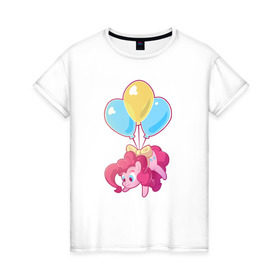 Женская футболка хлопок с принтом Chibi Pinkie Pie в Белгороде, 100% хлопок | прямой крой, круглый вырез горловины, длина до линии бедер, слегка спущенное плечо | cartoon | chibi | fim | mlp | mult | my little pony | pinkie | pinkie pie | pony | млп | пинки пай | пони