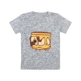 Детская футболка хлопок с принтом мопс-тост в Белгороде, 100% хлопок | круглый вырез горловины, полуприлегающий силуэт, длина до линии бедер | 