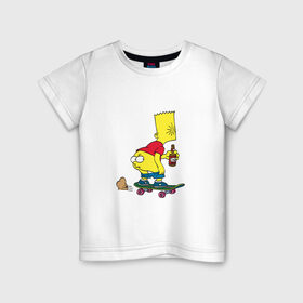 Детская футболка хлопок с принтом Bart Simpson в Белгороде, 100% хлопок | круглый вырез горловины, полуприлегающий силуэт, длина до линии бедер | Тематика изображения на принте: skate | барт | борд | скейт