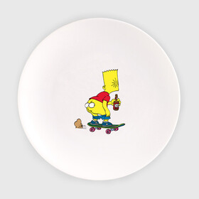 Тарелка с принтом Bart Simpson в Белгороде, фарфор | диаметр - 210 мм
диаметр для нанесения принта - 120 мм | skate | барт | борд | скейт
