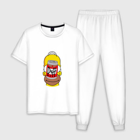 Мужская пижама хлопок с принтом Homer в Белгороде, 100% хлопок | брюки и футболка прямого кроя, без карманов, на брюках мягкая резинка на поясе и по низу штанин
 | Тематика изображения на принте: duff beer | simpsons | гомер