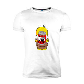 Мужская футболка премиум с принтом Homer в Белгороде, 92% хлопок, 8% лайкра | приталенный силуэт, круглый вырез ворота, длина до линии бедра, короткий рукав | Тематика изображения на принте: duff beer | simpsons | гомер