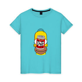 Женская футболка хлопок с принтом Homer в Белгороде, 100% хлопок | прямой крой, круглый вырез горловины, длина до линии бедер, слегка спущенное плечо | duff beer | simpsons | гомер