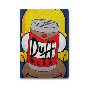 Обложка для автодокументов с принтом Homer в Белгороде, натуральная кожа |  размер 19,9*13 см; внутри 4 больших “конверта” для документов и один маленький отдел — туда идеально встанут права | duff beer | simpsons | гомер