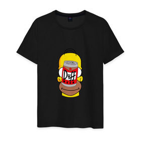 Мужская футболка хлопок с принтом Homer в Белгороде, 100% хлопок | прямой крой, круглый вырез горловины, длина до линии бедер, слегка спущенное плечо. | duff beer | simpsons | гомер