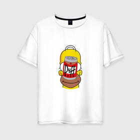 Женская футболка хлопок Oversize с принтом Homer в Белгороде, 100% хлопок | свободный крой, круглый ворот, спущенный рукав, длина до линии бедер
 | duff beer | simpsons | гомер