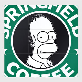 Магнитный плакат 3Х3 с принтом Springfield Coffee в Белгороде, Полимерный материал с магнитным слоем | 9 деталей размером 9*9 см | homer | simpsons | гомер | лого | спрингфилд | старбакс