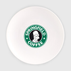 Тарелка с принтом Springfield Coffee в Белгороде, фарфор | диаметр - 210 мм
диаметр для нанесения принта - 120 мм | Тематика изображения на принте: homer | simpsons | гомер | лого | спрингфилд | старбакс