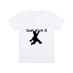 Детская футболка хлопок с принтом Just Doh It в Белгороде, 100% хлопок | круглый вырез горловины, полуприлегающий силуэт, длина до линии бедер | doh | donut | homer | simpsons | гомер | пончик