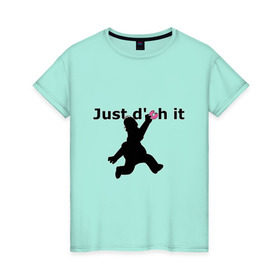 Женская футболка хлопок с принтом Just Doh It в Белгороде, 100% хлопок | прямой крой, круглый вырез горловины, длина до линии бедер, слегка спущенное плечо | doh | donut | homer | simpsons | гомер | пончик