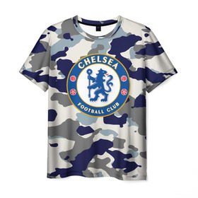 Мужская футболка 3D с принтом FC Chelsea Camouflage в Белгороде, 100% полиэфир | прямой крой, круглый вырез горловины, длина до линии бедер | Тематика изображения на принте: 