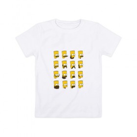 Детская футболка хлопок с принтом Барт Симпсон в Белгороде, 100% хлопок | круглый вырез горловины, полуприлегающий силуэт, длина до линии бедер | Тематика изображения на принте: 