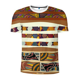 Мужская футболка 3D спортивная с принтом Африканская мозаика в Белгороде, 100% полиэстер с улучшенными характеристиками | приталенный силуэт, круглая горловина, широкие плечи, сужается к линии бедра | afrika | pattern | африка | африканские мотивы | африканские узоры | солнце | узор | этника | южный континент
