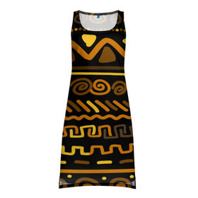 Платье-майка 3D с принтом Стильная африка в Белгороде, 100% полиэстер | полуприлегающий силуэт, широкие бретели, круглый вырез горловины, удлиненный подол сзади. | afrika | pattern | африка | африканские мотивы | африканские узоры | солнце | узор | этника | южный континент