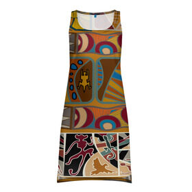 Платье-майка 3D с принтом Africa Style в Белгороде, 100% полиэстер | полуприлегающий силуэт, широкие бретели, круглый вырез горловины, удлиненный подол сзади. | afrika | pattern | африка | африканские мотивы | африканские узоры | солнце | узор | этника | южный континент