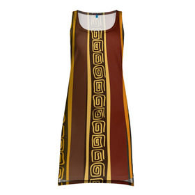 Платье-майка 3D с принтом Африканские символы в Белгороде, 100% полиэстер | полуприлегающий силуэт, широкие бретели, круглый вырез горловины, удлиненный подол сзади. | afrika | pattern | африка | африканские мотивы | африканские узоры | солнце | узор | этника | южный континент