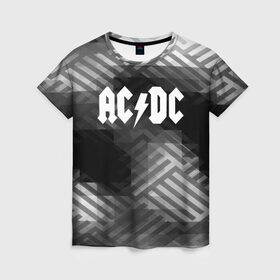 Женская футболка 3D с принтом AC/DC rock band в Белгороде, 100% полиэфир ( синтетическое хлопкоподобное полотно) | прямой крой, круглый вырез горловины, длина до линии бедер | ac dc | logo | music | pop | rock | usa | альтернатива | америка | металл | музыка | музыкальный | поп | рок