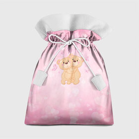 Подарочный 3D мешок с принтом Мишки в Белгороде, 100% полиэстер | Размер: 29*39 см | Тематика изображения на принте: angel | heart | love | valentines day | амур | ангел | бабочки | купидон | любовь | медведь | сердце