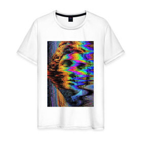 Мужская футболка хлопок с принтом Pixel art в Белгороде, 100% хлопок | прямой крой, круглый вырез горловины, длина до линии бедер, слегка спущенное плечо. |  vaporwave | вебпанк | пиксель | скульптура