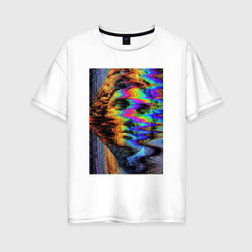 Женская футболка хлопок Oversize с принтом Pixel art в Белгороде, 100% хлопок | свободный крой, круглый ворот, спущенный рукав, длина до линии бедер
 |  vaporwave | вебпанк | пиксель | скульптура