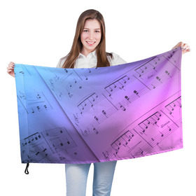Флаг 3D с принтом Ноты в Белгороде, 100% полиэстер | плотность ткани — 95 г/м2, размер — 67 х 109 см. Принт наносится с одной стороны | guitar | music | piano | гитара | музыка | ноты | пианино