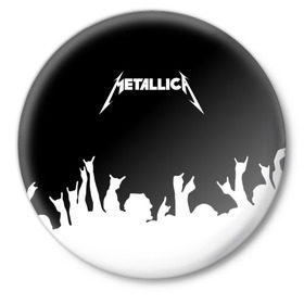 Значок с принтом Metallica в Белгороде,  металл | круглая форма, металлическая застежка в виде булавки | metallica | группа | джеймс хэтфилд | кирк хэмметт | ларс ульрих | метал | металика | металлика | миталика | музыка | роберт трухильо | рок | трэш | трэшметал | хард | хардрок | хеви | хевиметал