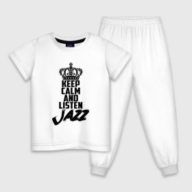 Детская пижама хлопок с принтом Keep calm and listen Jazz в Белгороде, 100% хлопок |  брюки и футболка прямого кроя, без карманов, на брюках мягкая резинка на поясе и по низу штанин
 | jazz | африканские ритмы | афроамериканский | блюз | вокально | гармоническая | джаз | джас | европейская | жаз | жас | инструментальная | музыка | музыкальный | регтайм | структура | фольклор