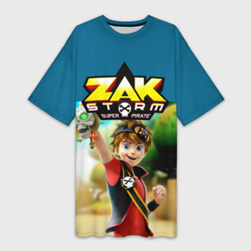 Платье-футболка 3D с принтом Zak Storm_2 в Белгороде,  |  | zak storm | дети | зак шторм | мультик | мультики | мультфильм | мультфильмы | сёрфинг