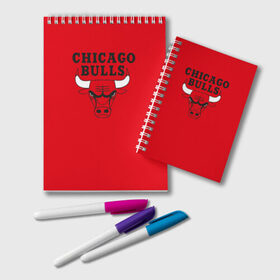 Блокнот с принтом Chicago Bulls в Белгороде, 100% бумага | 48 листов, плотность листов — 60 г/м2, плотность картонной обложки — 250 г/м2. Листы скреплены удобной пружинной спиралью. Цвет линий — светло-серый
 | Тематика изображения на принте: bulls | chicago | chicago bulls | nba | баскетбол | буллз | нба | чикаго буллз